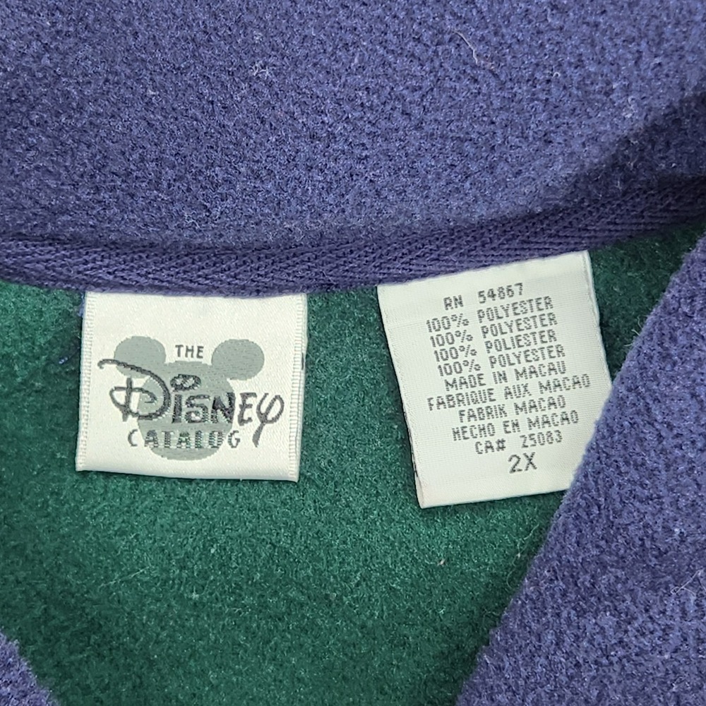 Vintage 90s Disney Catalog Seven Dwarfs Green 1/4 Zip Fleece Jacket Womens 2X - Picture 3 of 5